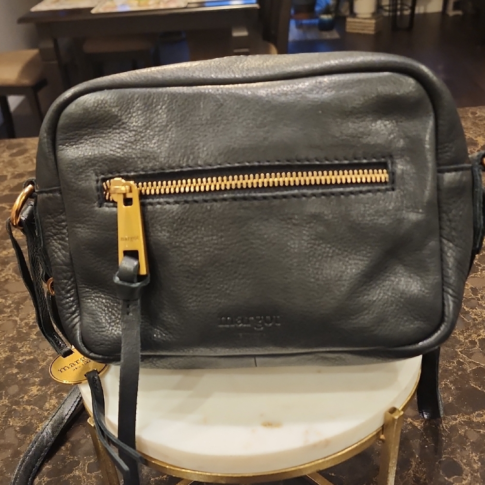 Margot Black Leather Crossbody Bag